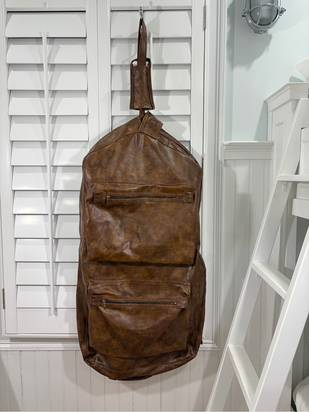 Vintage Brown Leather Travel Suit Garment Bag
